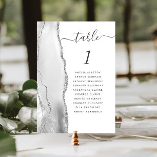 Graue Silber Hochzeit mit Achat Tischnummer