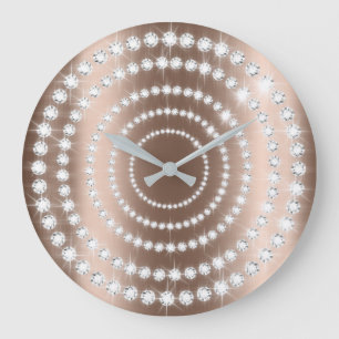 Graue silberne Diamant-Unendlichkeit Rosebeige Vip Große Wanduhr