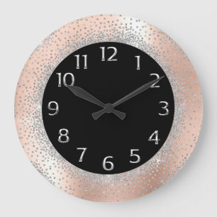 Graue silberne Kristall-schwarze Große Wanduhr