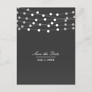 Graue silberne Lichterketten modern Save the Date Ankündigungspostkarte