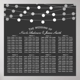 Graue silberne Lichterketten moderne Hochzeit Sitz Poster