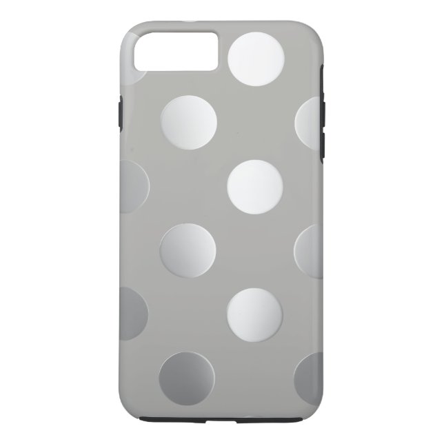 Graue, silberne Polka-Punkte Case-Mate iPhone Hülle (Rückseite)