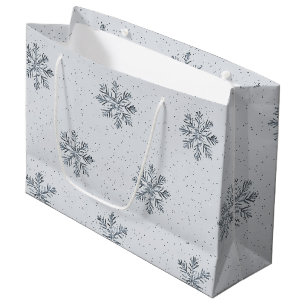 Graue silberne Schneeflocken Weihnachten Große Geschenktüte