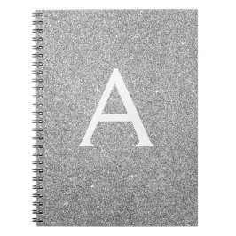 Graue Silver Foil Glitzer Sparkle Monogram Noteboo Notizblock