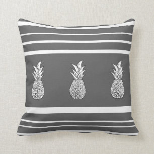 Graue Skala-Ananas-und Streifen-Kissen Kissen