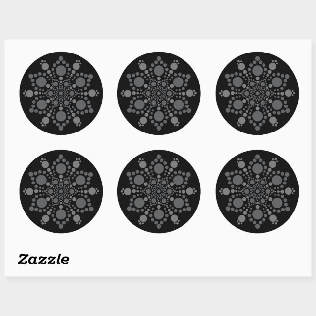 Graue Skala Mandala Dot Art Template Runder Aufkleber (Blatt)