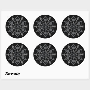 Graue Skala Mandala Dot Art Template Runder Aufkleber