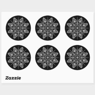 Graue Skala Mandala Dot Art Template Runder Aufkleber
