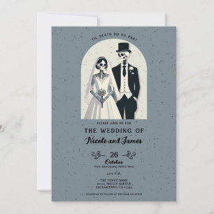 Graue Skelettbrücke Halloween Gotische Hochzeit Einladung