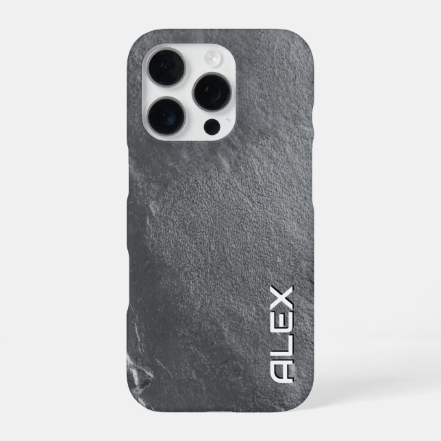 Graue Slate Texture iPhone Case 16 Pro Hülle (Rückseite)