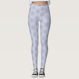 Graue Snowflake Blauer Winter Leggings