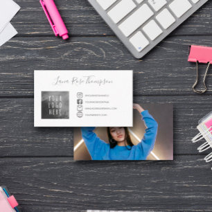 Graue Social Media Icons Foto & Logo Visitenkarte