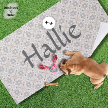 Graue spanische Fliesen-Hundetuch mit Personalisie