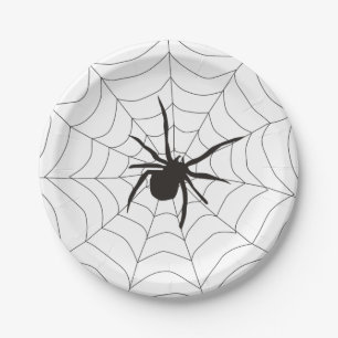 graue Spider WebHalloween Pappteller