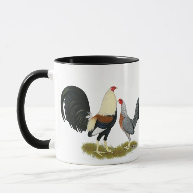 Graue Spiel-Geflügel-Paare Tasse (Links)