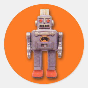 Graue Spielzeug-Roboter-Aufkleber (Blatt von 6) Runder Aufkleber
