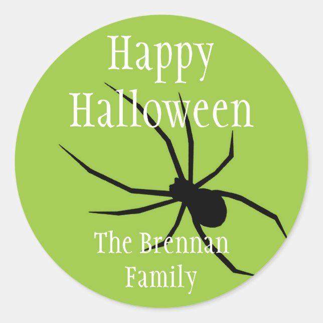 Graue Spinne halloween individuelle Name Runder Aufkleber (Vorderseite)