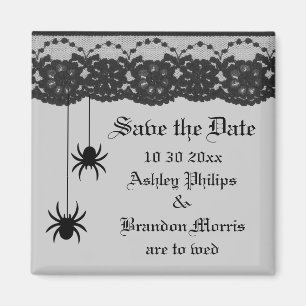 Graue Spinnen und Spitze-Save the Date Magnet