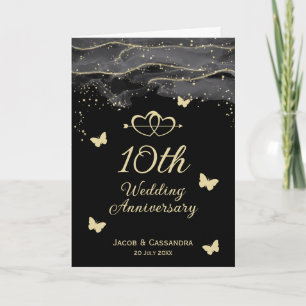 Graue Splash Gold Glitzer Schmetterlinge Jubiläum Karte