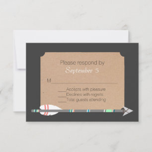Graue Stammespfeil Hochzeit RSVP Karte