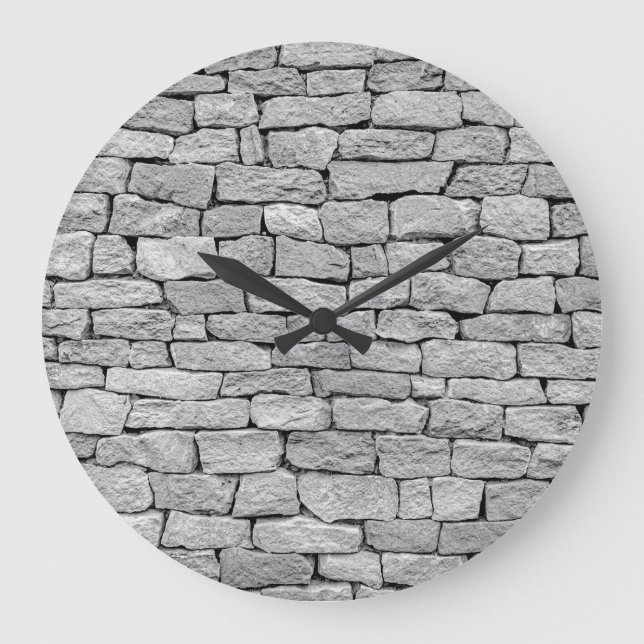 Graue Steinmauer, abstrakter Hintergrund. Große Wanduhr (Vorderseite)