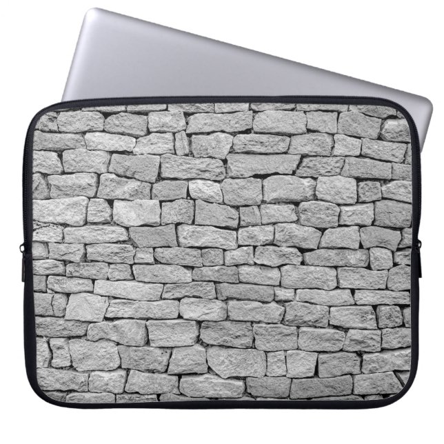 Graue Steinmauer, abstrakter Hintergrund. Laptopschutzhülle (Vorderseite)
