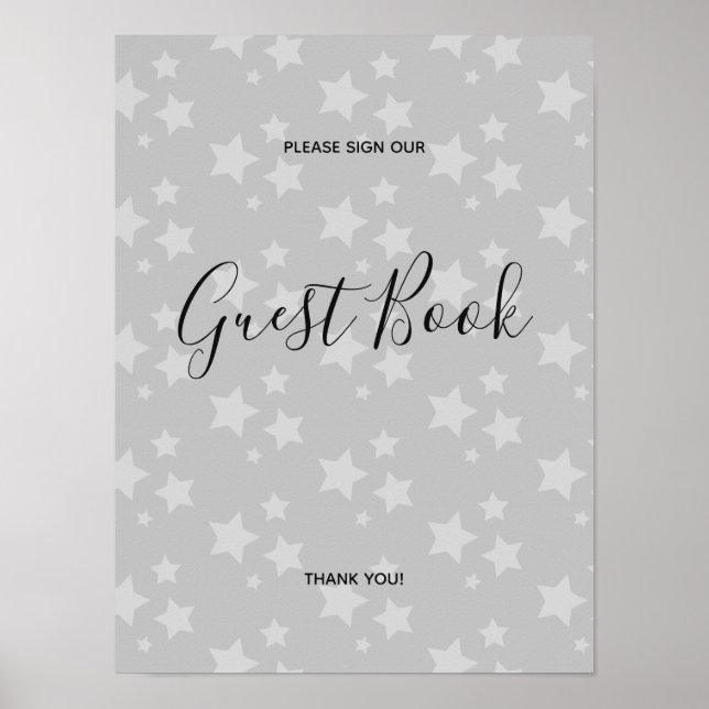 Graue Sterne Modernes Design Buch Schilder Plakat (Vorne)