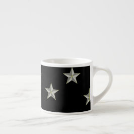 Graue Sternmuster auf schwarz Espressotasse