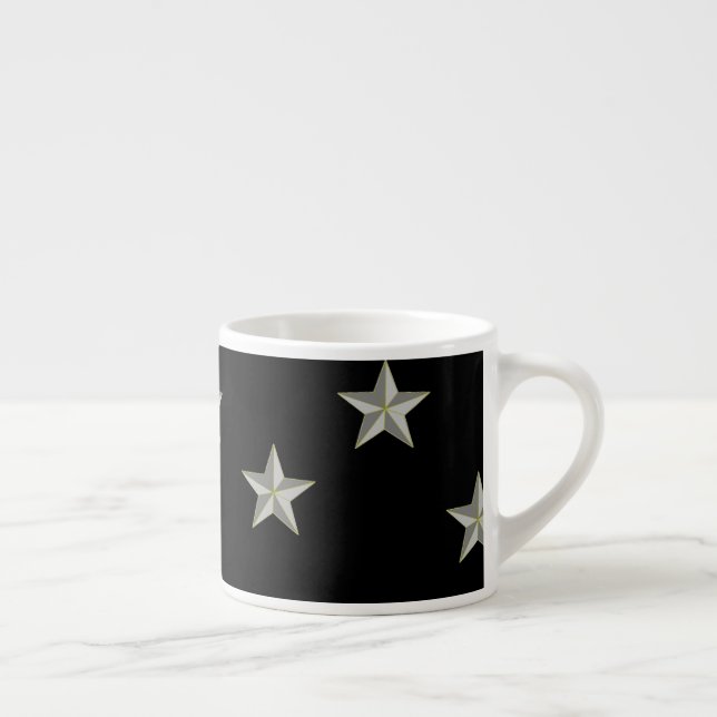 Graue Sternmuster auf schwarz Espressotasse (Rechts)
