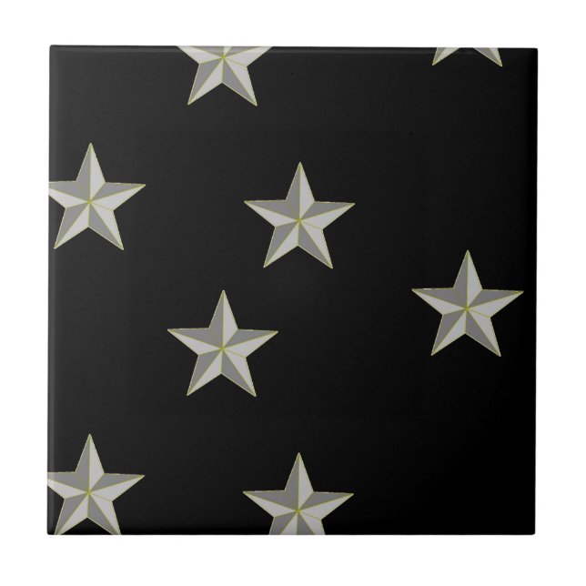 Graue Sternmuster auf schwarz Fliese (Vorderseite)