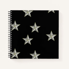 Graue Sternmuster auf schwarz Notizbuch