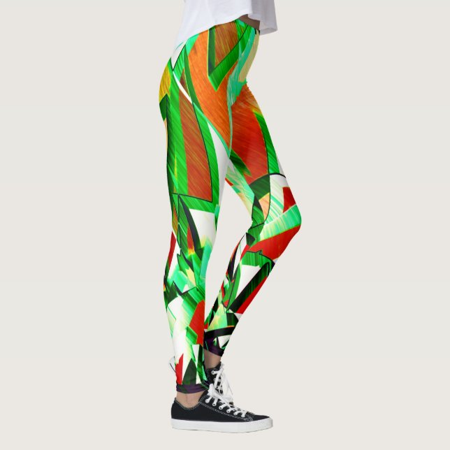 Graue Streifen auf Korallen, tropfte Bilder Leggings (Rechts)