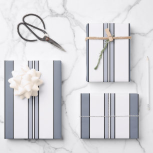 Graue Streifen Geschenkpapier Set