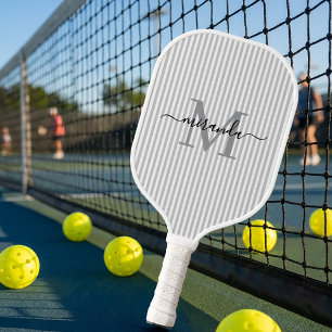 Graue Streifen-Monogramm-Name Pickleball Schläger