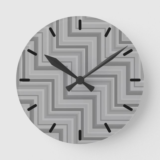 Graue Streifen Runde Wanduhr (Vorderseite)