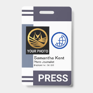 Graue Streifen-Spalten-Fotovorlage Press-ID Ausweis