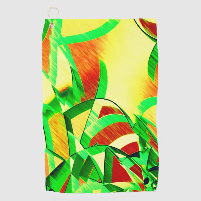 Graue Streifen über rotes Bild mit Drizzle Golfhandtuch (Vorderseite)