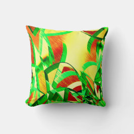 Graue Streifen über rotes Bild mit Drizzle Kissen