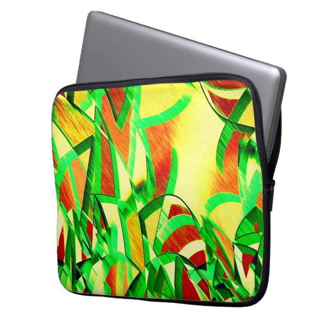 Graue Streifen über rotes Bild mit Drizzle Laptopschutzhülle (Vorderseite Links)