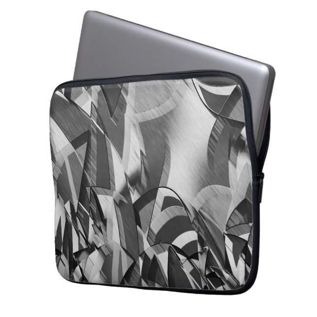 Graue Streifen über schwarzes Bild mit Drizzle Laptopschutzhülle (Vorderseite Links)