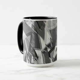 Graue Streifen über schwarzes Bild mit Drizzle Tasse