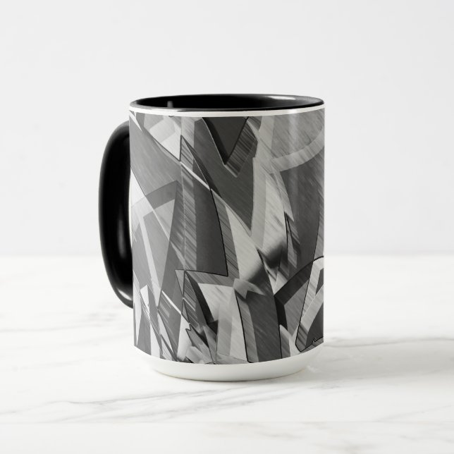 Graue Streifen über schwarzes Bild mit Drizzle Tasse (Vorderseite Links)