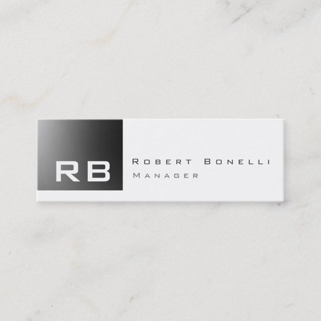 Graue Streifen weiße Monogram Skinny Business Card Mini Visitenkarte (Vorderseite)