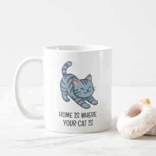 Graue Streifenkatze mit individuellem Text beim St Kaffeetasse