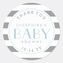 Graue Stripe Babydusche Danke Stickers