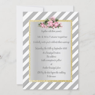 Graue Stripe rosa Blume laden neues Gold ein Einladung