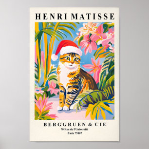 Graue Tabbattacke in Weihnachtsmannmütze, Weihnach Poster