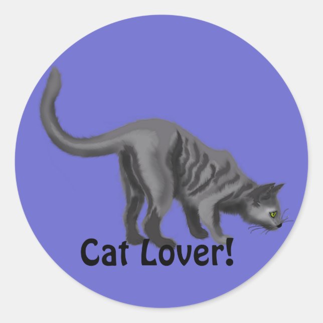 Graue Tabby Cat Lover Geschenke Runder Aufkleber (Vorderseite)