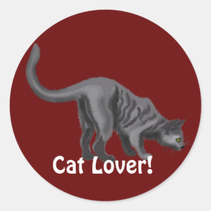 Graue Tabby Cat Lover Geschenke Runder Aufkleber