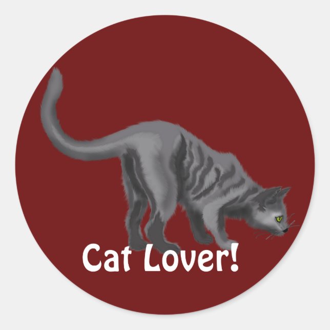 Graue Tabby Cat Lover Geschenke Runder Aufkleber (Vorderseite)